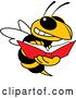 Vector Illustration of a Cartoon Hornet School Mascot Reading a Book by Mascot Junction