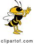 Vector Illustration of a Cartoon Hornet School Mascot Waving by Mascot Junction