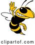 Vector Illustration of a Cartoon Hornet School Mascot Waving by Mascot Junction