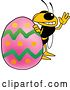 Vector Illustration of a Cartoon Hornet School Mascot with an Easter Egg by Mascot Junction