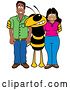 Vector Illustration of a Cartoon Hornet School Mascot with Parents by Mascot Junction