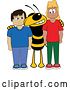 Vector Illustration of a Cartoon Hornet School Mascot with Students by Mascot Junction
