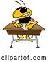 Vector Illustration of a Cartoon Hornet School Mascot Writing at a Desk by Mascot Junction