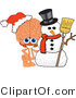 Vector Illustration of a Cartoon Human Brain Mascot with a Christmas Snowman by Mascot Junction