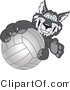 Vector Illustration of a Cartoon Husky Mascot Grabbing a Volleyball by Mascot Junction
