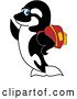Vector Illustration of a Cartoon Killer Whale Orca Mascot Wearing a Backpack by Mascot Junction