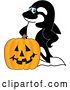 Vector Illustration of a Cartoon Killer Whale Orca Mascot with a Halloween Pumpkin by Mascot Junction