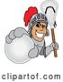 Vector Illustration of a Cartoon Knight Mascot Holding a Lacrosse Ball and Stick by Mascot Junction