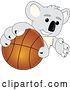 Vector Illustration of a Cartoon Koala Bear Mascot Grabbing a Basketball by Mascot Junction