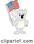 Vector Illustration of a Cartoon Koala Bear Mascot Holding an American Flag by Mascot Junction