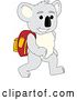Vector Illustration of a Cartoon Koala Bear Mascot Student Walking by Mascot Junction