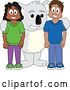 Vector Illustration of a Cartoon Koala Bear Mascot with Students by Mascot Junction