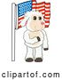 Vector Illustration of a Cartoon Lamb Mascot Pledging Allegiance to an American Flag by Mascot Junction