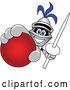 Vector Illustration of a Cartoon Lancer Mascot Holding up a Lance and a Red Ball by Mascot Junction