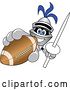 Vector Illustration of a Cartoon Lancer Mascot Holding up a Lance and Football by Mascot Junction