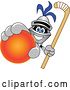 Vector Illustration of a Cartoon Lancer Mascot Holding up a Stick and a Field Hockey Ball by Mascot Junction