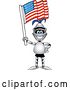 Vector Illustration of a Cartoon Lancer Mascot Holding up an American Flag by Mascot Junction