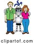 Vector Illustration of a Cartoon Lancer Mascot Posing with Parents by Mascot Junction