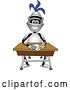 Vector Illustration of a Cartoon Lancer Mascot Student Writing at a Desk by Mascot Junction