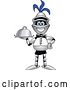Vector Illustration of a Cartoon Lancer Mascot Waiter Holding a Cloche Platter by Mascot Junction