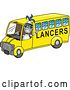 Vector Illustration of a Cartoon Lancer Mascot Waving and Driving a Bus by Mascot Junction