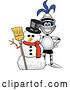 Vector Illustration of a Cartoon Lancer Mascot with a Christmas Snowman by Mascot Junction