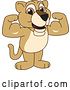 Vector Illustration of a Cartoon Lion Cub School Mascot Flexing by Mascot Junction