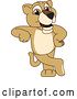 Vector Illustration of a Cartoon Lion Cub School Mascot Leaning by Mascot Junction