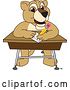 Vector Illustration of a Cartoon Lion Cub School Mascot Taking a Quiz by Mascot Junction