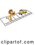 Vector Illustration of a Cartoon Lion Mascot and Bus over Week Days, Symbolizing Being Proactive by Mascot Junction