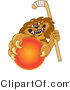 Vector Illustration of a Cartoon Lion Mascot Grabbing a Hockey Ball by Mascot Junction