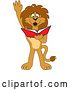 Vector Illustration of a Cartoon Lion Mascot Raising His Hand and Reading a Book, Symbolizing Determination by Mascot Junction