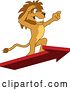 Vector Illustration of a Cartoon Lion Mascot Standing on an Arrow and Pointing, Symbolizing Leadership by Mascot Junction
