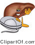 Vector Illustration of a Cartoon Liver Mascot by a Computer Mouse by Mascot Junction