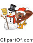 Vector Illustration of a Cartoon Liver Mascot by a Snowman by Mascot Junction