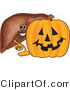 Vector Illustration of a Cartoon Liver Mascot with a Halloween Pumpkin by Mascot Junction