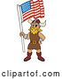 Vector Illustration of a Cartoon Male Viking School Mascot Holding an American Flag by Mascot Junction