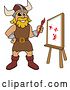 Vector Illustration of a Cartoon Male Viking School Mascot Painting a Canvas by Mascot Junction