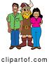 Vector Illustration of a Cartoon Male Viking School Mascot with Parents by Mascot Junction