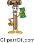 Vector Illustration of a Cartoon Mallet Mascot Holding a Dollar Bill by Mascot Junction