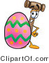 Vector Illustration of a Cartoon Mallet Mascot Standing Beside an Easter Egg by Mascot Junction