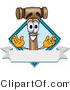 Vector Illustration of a Cartoon Mallet Mascot with a Blank Label by Mascot Junction
