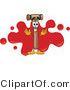 Vector Illustration of a Cartoon Mallet Mascot with a Red Paint Splatter by Mascot Junction