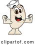 Vector Illustration of a Cartoon Navy Bean Mascot Flexing His Muscles by Mascot Junction