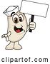 Vector Illustration of a Cartoon Navy Bean Mascot Holding a Blank Sign by Mascot Junction