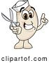 Vector Illustration of a Cartoon Navy Bean Mascot Holding up a Finger and Scissors by Mascot Junction