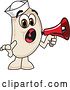 Vector Illustration of a Cartoon Navy Bean Mascot Screaming into a Megaphone by Mascot Junction
