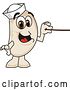 Vector Illustration of a Cartoon Navy Bean Mascot Using a Pointer Stick by Mascot Junction