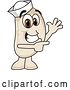 Vector Illustration of a Cartoon Navy Bean Mascot Waving and Pointing by Mascot Junction
