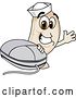 Vector Illustration of a Cartoon Navy Bean Mascot Waving by a Computer Mouse by Mascot Junction